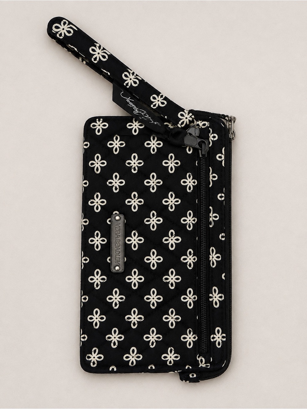 Vera Bradley Black and White Quilted Floral Wristlet Wallet